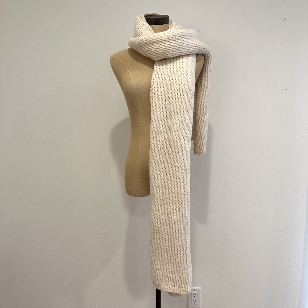 Nili Lotan Cream Chunky Knit Scarf